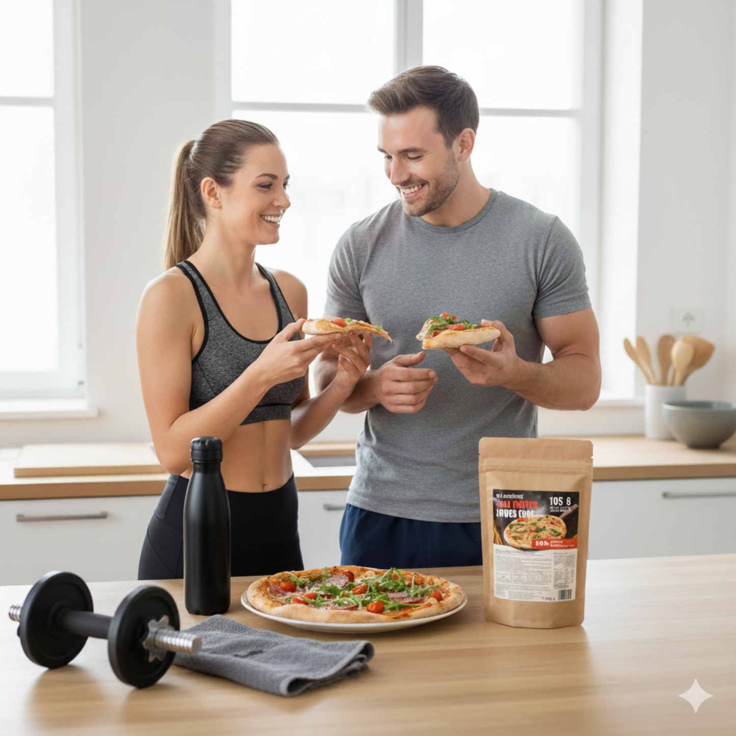 Lower Carb High Protein Pizzateig Backmischung | 105 g Eiweiß - 7 g KH | Muskelaufbau, Fitness, Diät & Keto | 4x große Pizza