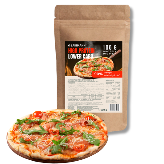 Lower Carb High Protein Pizzateig Backmischung | 105 g Eiweiß - 7 g KH | Muskelaufbau, Fitness, Diät & Keto | 4x große Pizza
