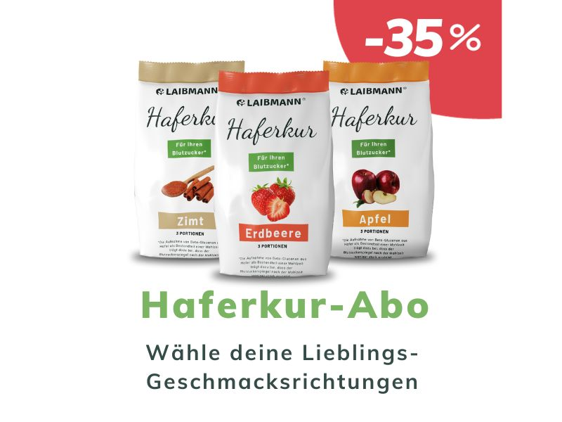 Laibmann's Haferkur-Monats-Abo, jederzeit kündbar, bietet die Flexibilität, Geschmacksrichtungen monatlich anzupassen und kommt mit einem zusätzlichen Geschenk jeden Monat.
