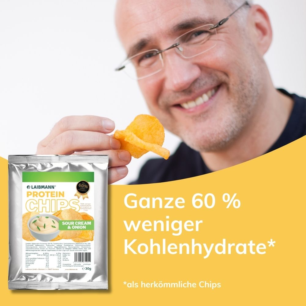 Protein Chips Sourcream & Onion – lower carb, keto – 1 Packung