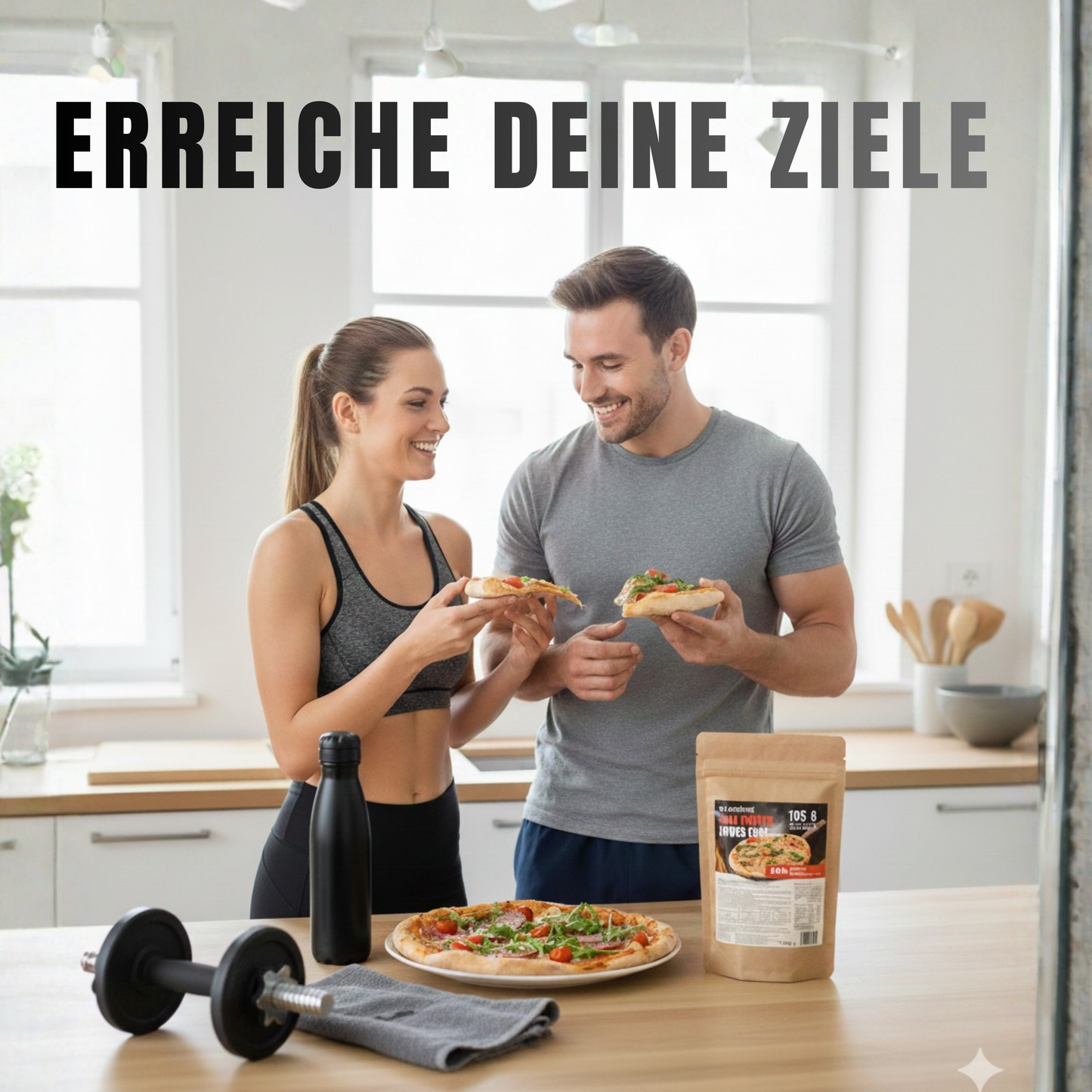 Lower Carb High Protein Pizzateig Backmischung | 105 g Eiweiß - 7 g KH | Muskelaufbau, Fitness, Diät & Keto | 4x große Pizza