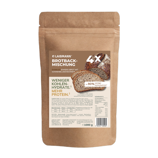 Low-Carb Brotbackmischung DUNKEL – keto, proteinreich – 1 kg-Sparpackung
