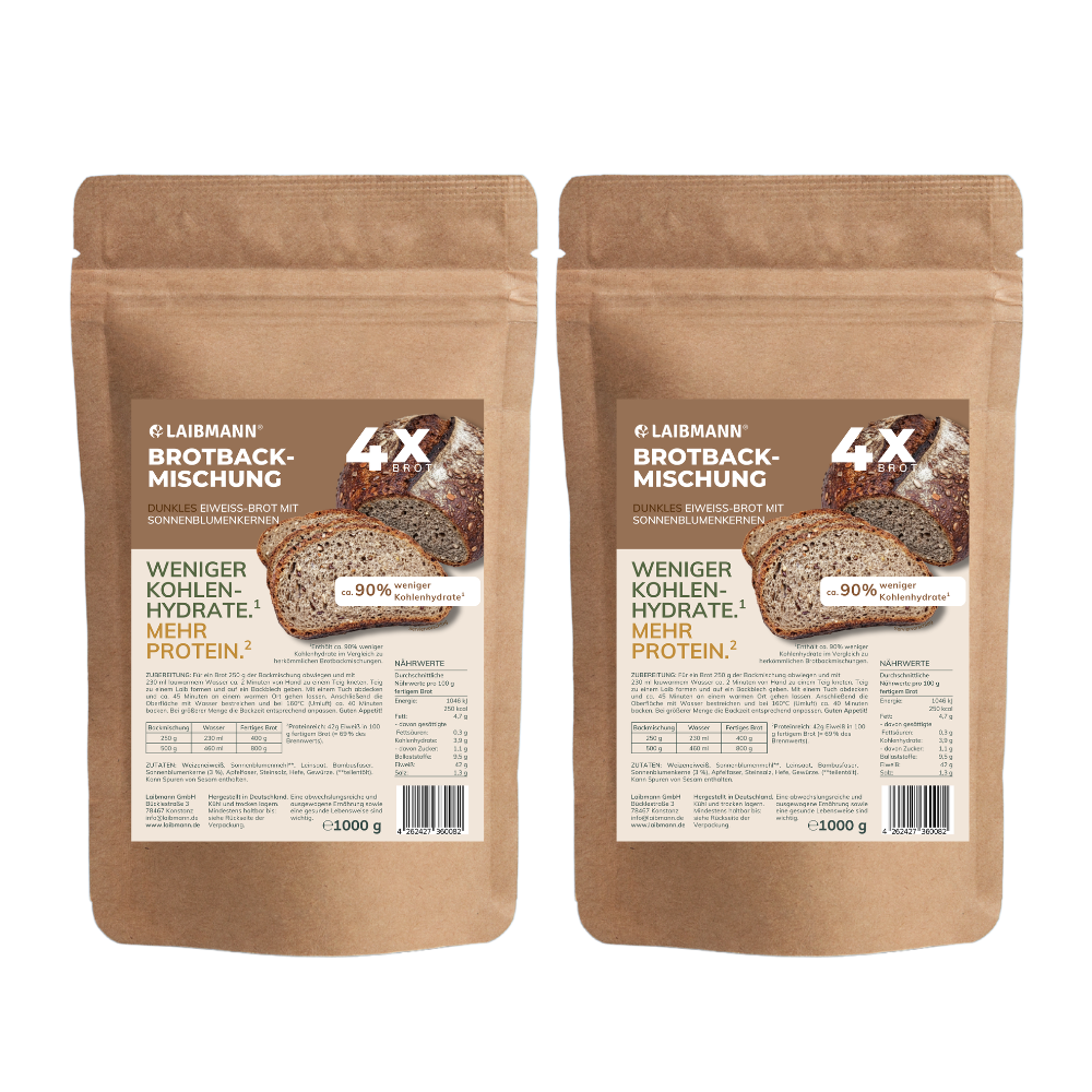 Low-Carb Brotbackmischung Dunkel – keto, proteinreich – 1-3 kg-Sparpakete