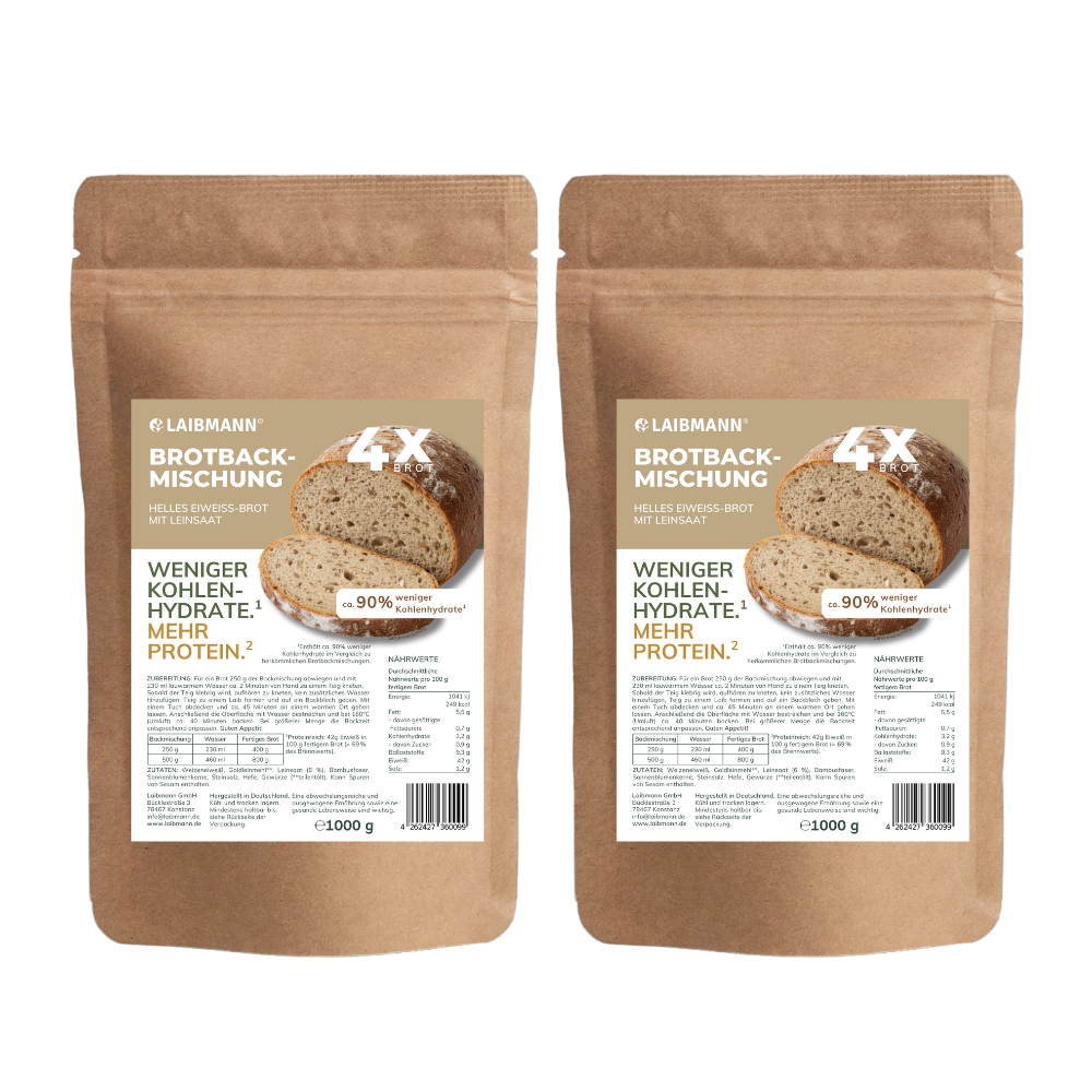 Low-Carb Brotbackmischung Hell – keto, proteinreich – 1-3 kg-Sparpaket